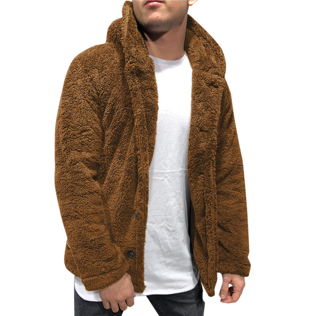 WW | Jacke mit Kapuze aus Plüschfleece, lockere Passform, Knopfleiste vorne