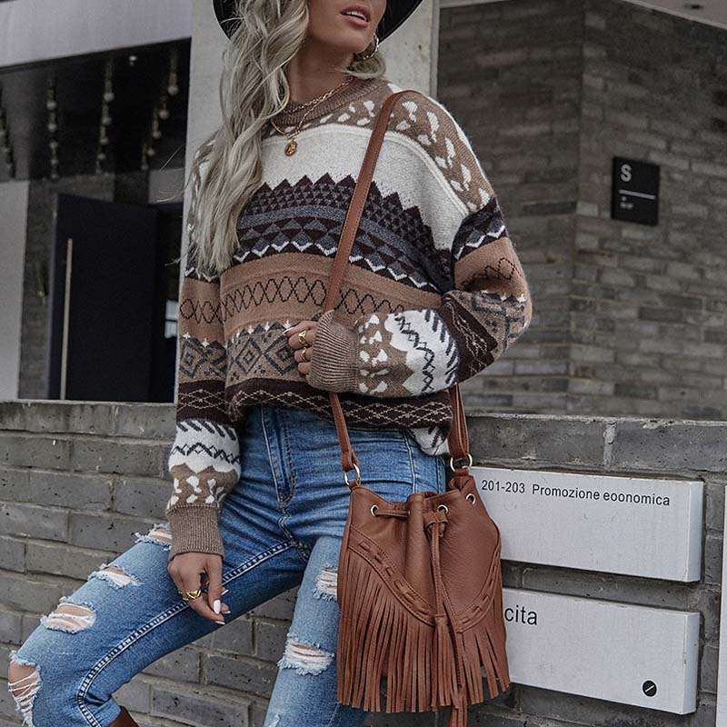 WW | Geometrischer Strickpullover für Stilbewusste Damen
