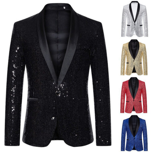 Herren glamouröser Pailletten-Blazer mit modernem Schnitt WW
