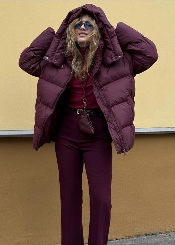 WW | Burgundy Puffer Jacket - Luxe Winter Comfort