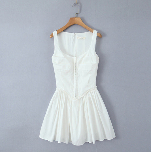 Women's fashionable summer dress with a tailored silhouette and full-length buttons WW