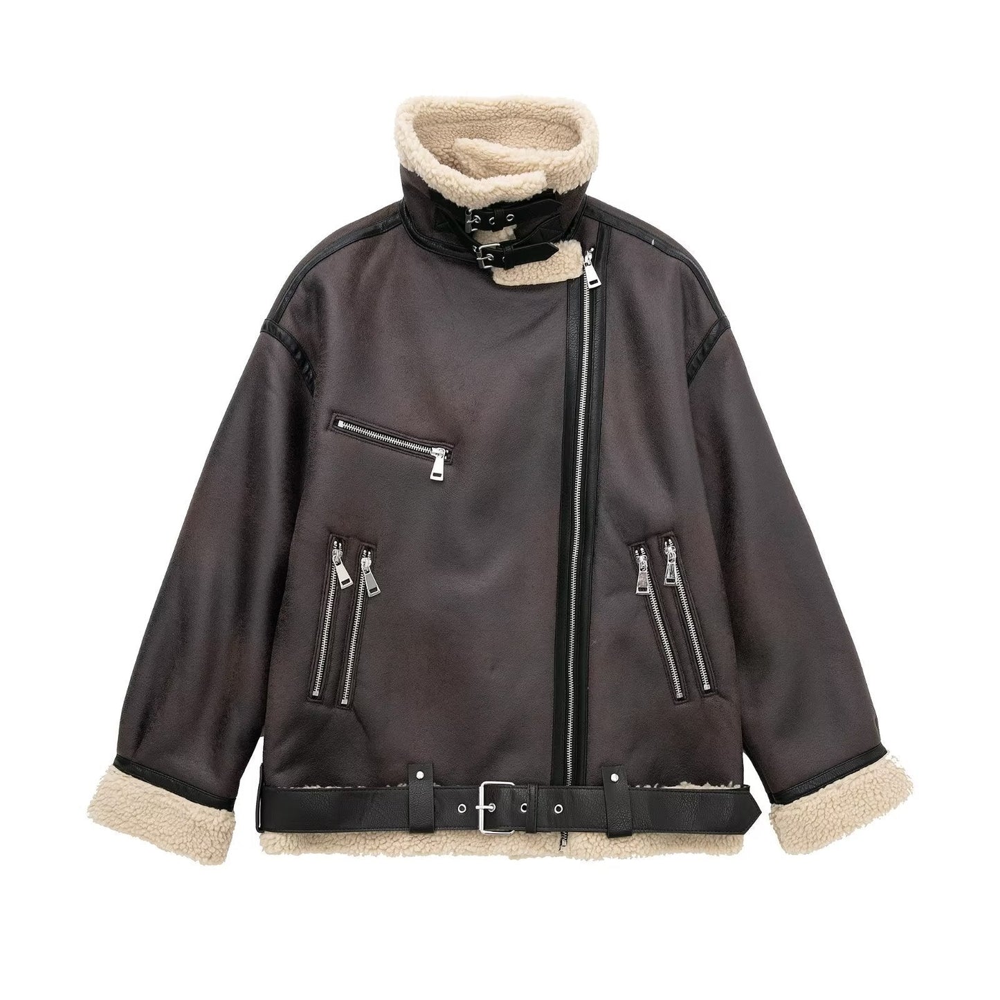 WW | Braune Lederfliegerjacke für Damen