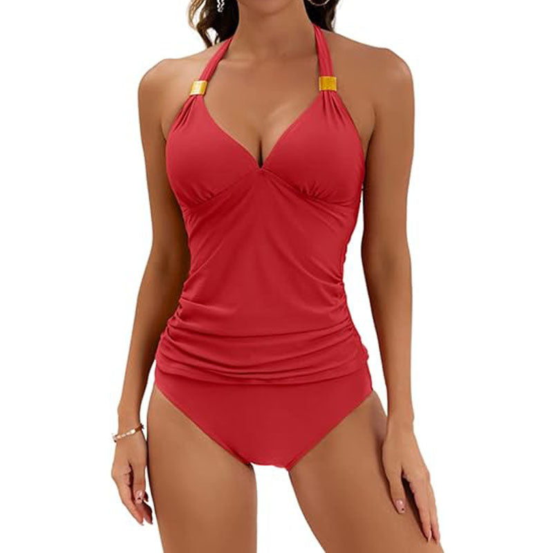 Damen Tankini mit gerafftem Oberteil und hohem Bund WW
