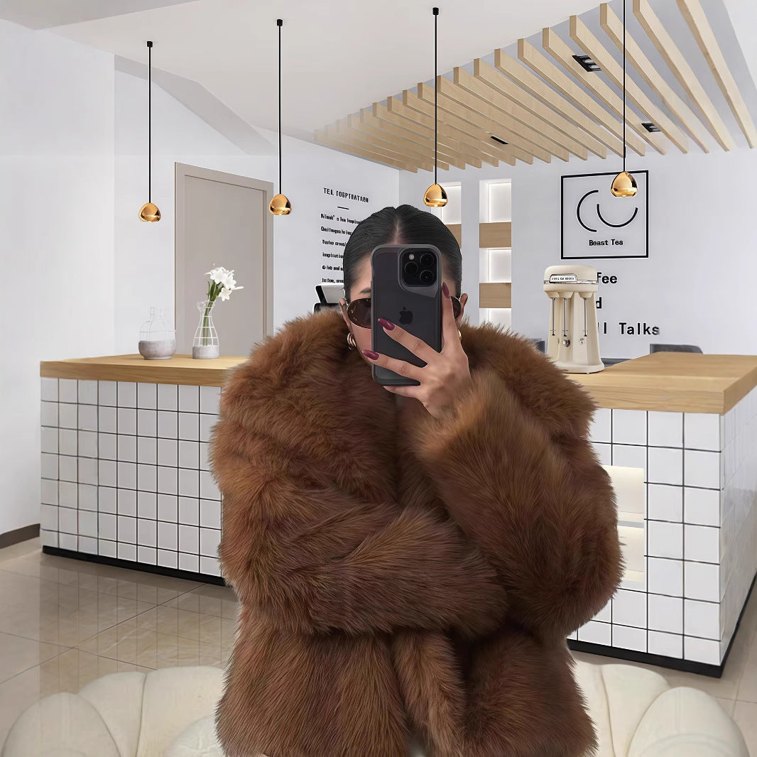 Damen Kuschelige Kunstpelzjacke WW