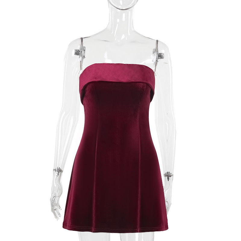 Damen Bustier Minikleid aus weichem Samt W&W