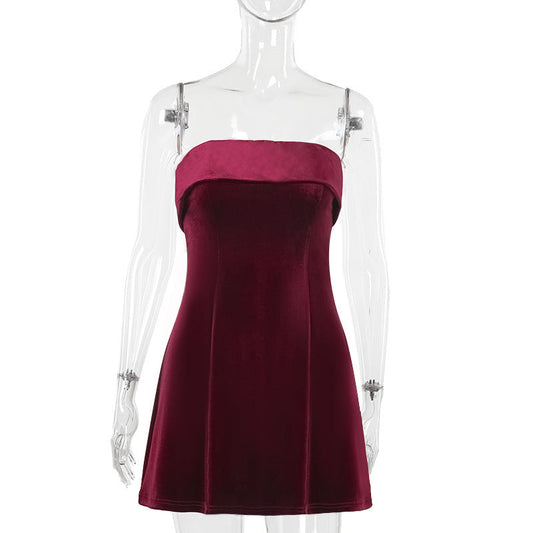 Damen Bustier Minikleid aus weichem Samt W&W