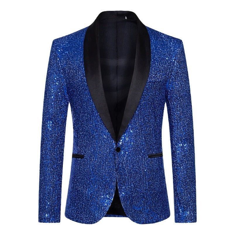 Herren glamouröser Pailletten-Blazer mit modernem Schnitt WW
