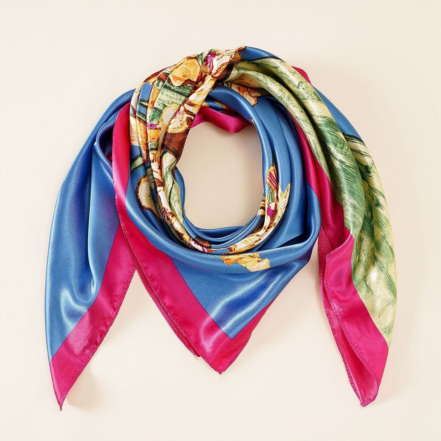 Damen Seidenschal mit kunstvollem floralem Design und luxuriösem Glanz WW