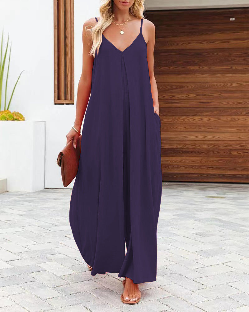 Damen Maxikleid mit schmalen Spagettiträgern und luftiger A-Linien-Silhouette WW