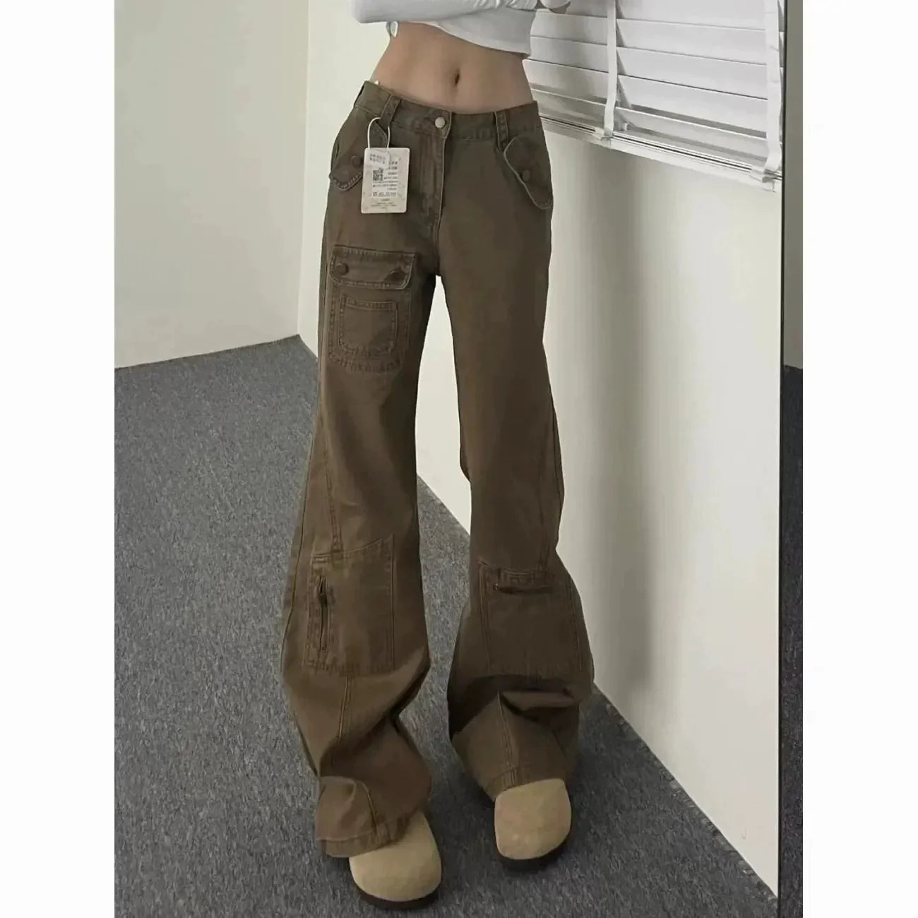 WW | Heißes Mädchen Plissee Design Cargo Jeans