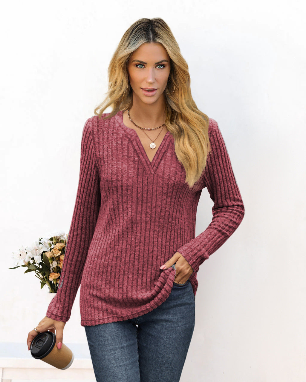 Women's striped casual-cut sweater by WW