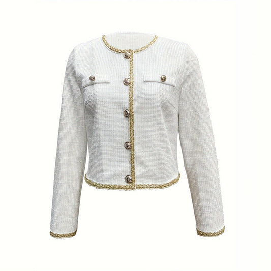 Damen elegante Jacke mit strukturiertem Stoff und modischen Knopfdetails W&W