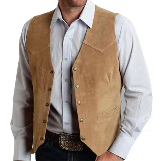 WW | Vest Slim Fit Suede Look Metal Buttons Western Details
