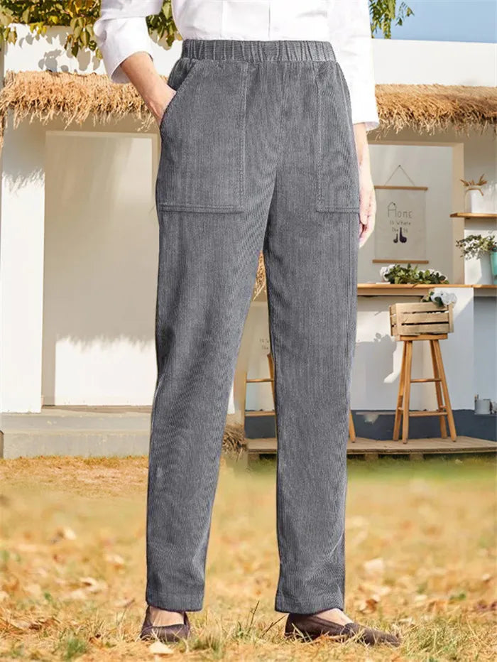 WW | Solid-colored corduroy trousers for women