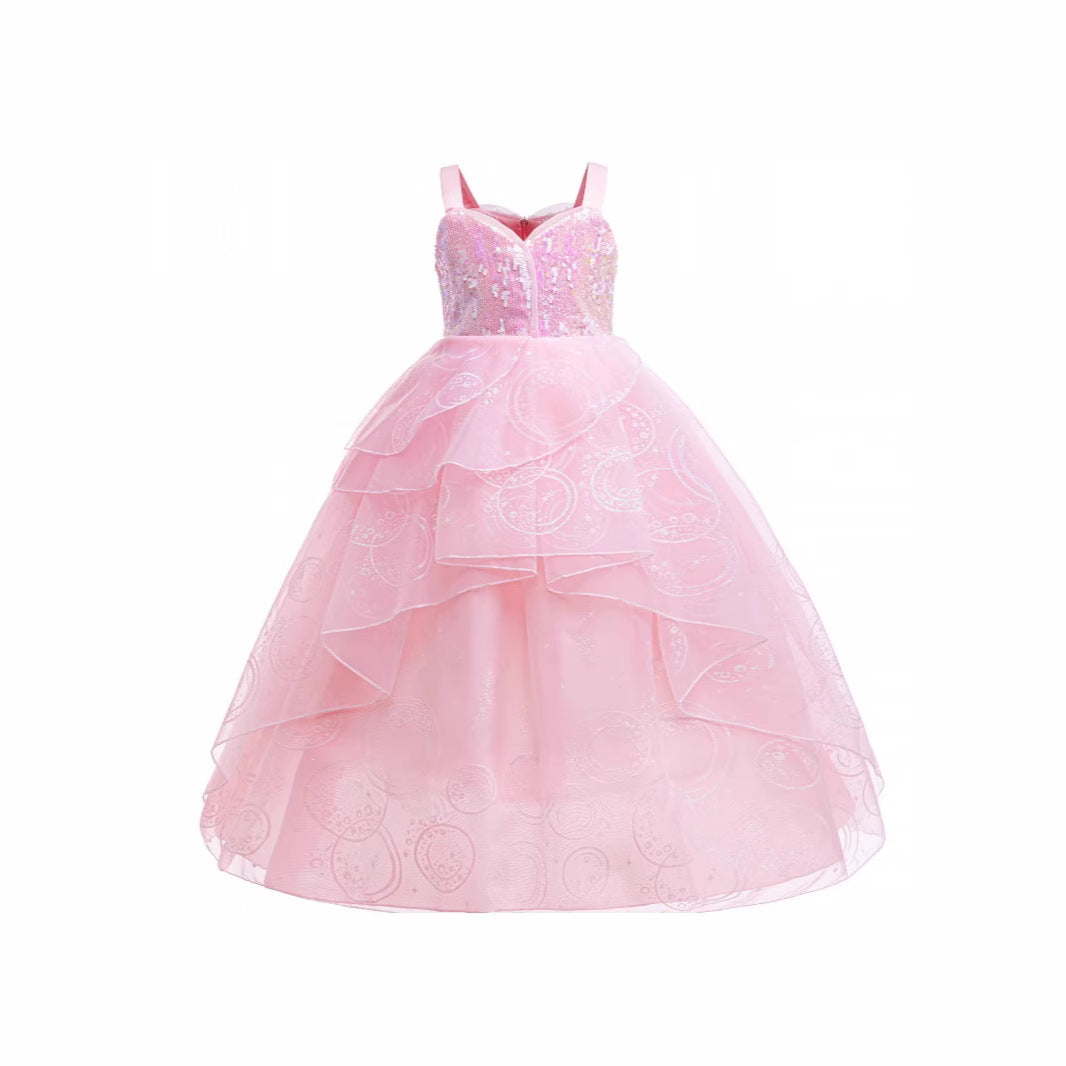 Glinda Cosplay Kleid – Rosa Prinzessinnenballkleid für Mädchen (Hochzeit, Bühne) WW