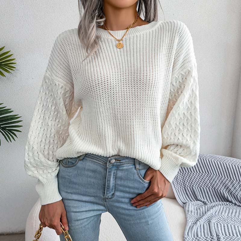 WW | Schlichter Pullover Aus Einfarbigem Strickdesign
