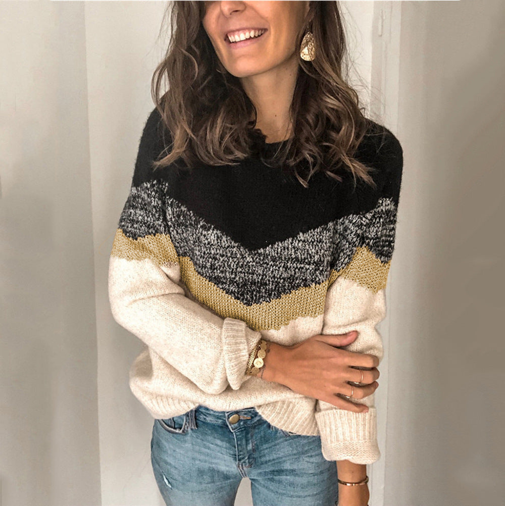 Women's patterned sweater with graphic knit design