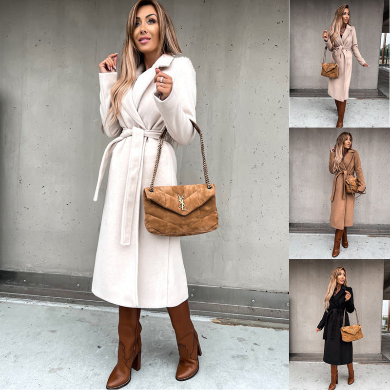 WW | V-Neck Tie Wool Coat Top