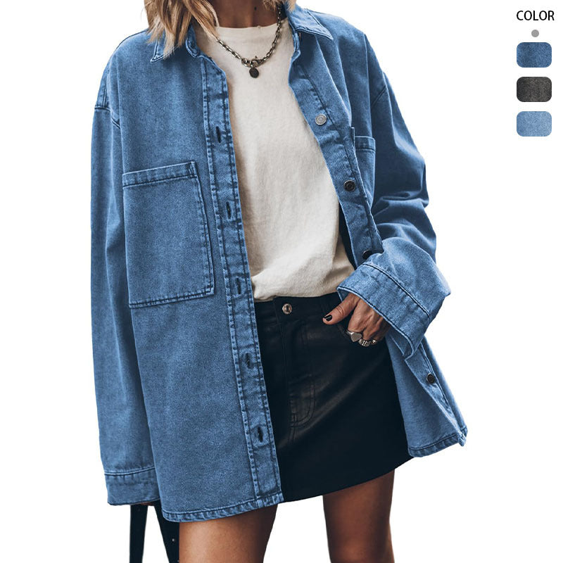 Women's oversized denim shirt, relaxed fit WW
