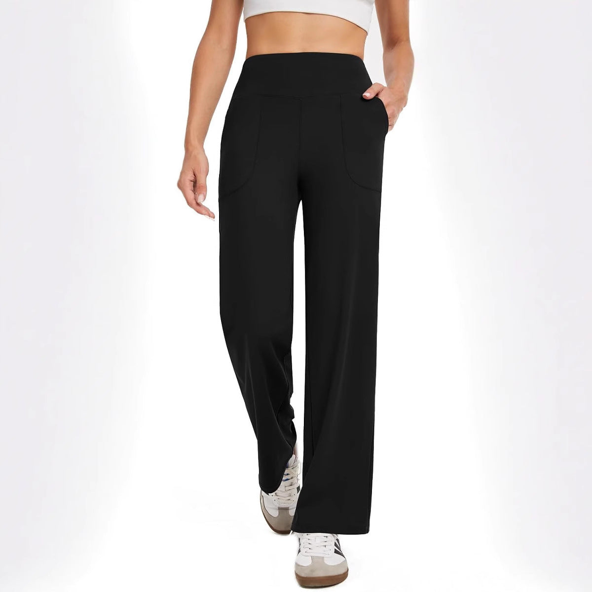 Damen bequeme Freizeithose mit seitlichen Taschen und elastischem Bund WW