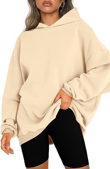 Damen oversized Kapuzenpullover mit seitlichen Schlitzen WW
