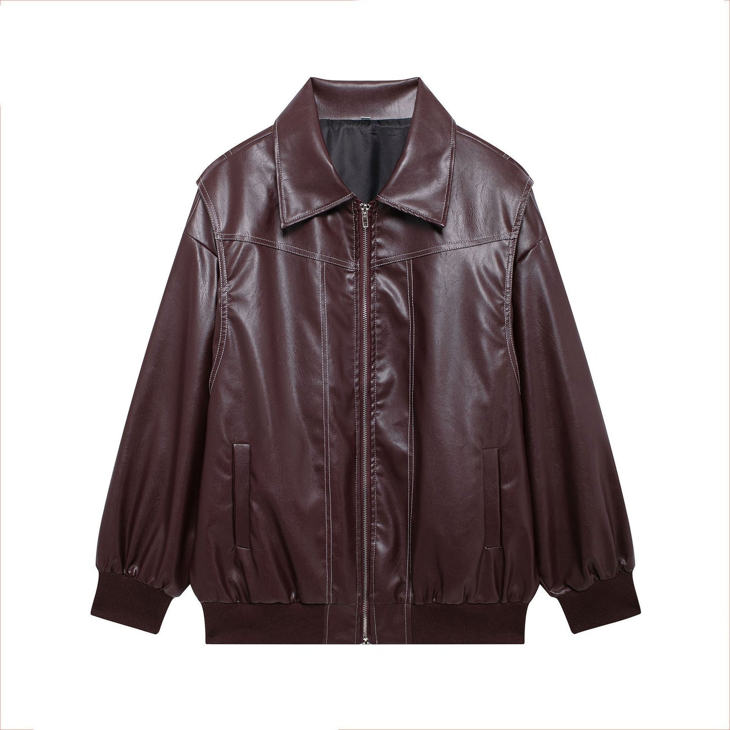 WW | Damen Faux Leder Jacke Elastische Ärmel