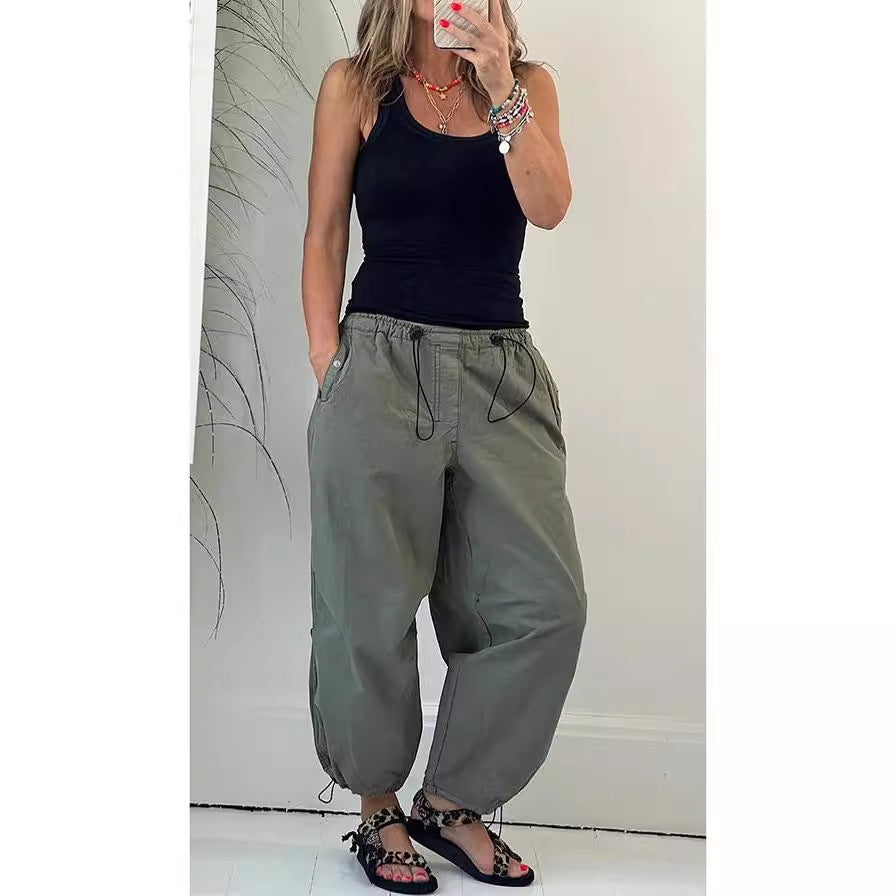 Damen lässige Bundfaltenhose aus atmungsaktivem Material WW