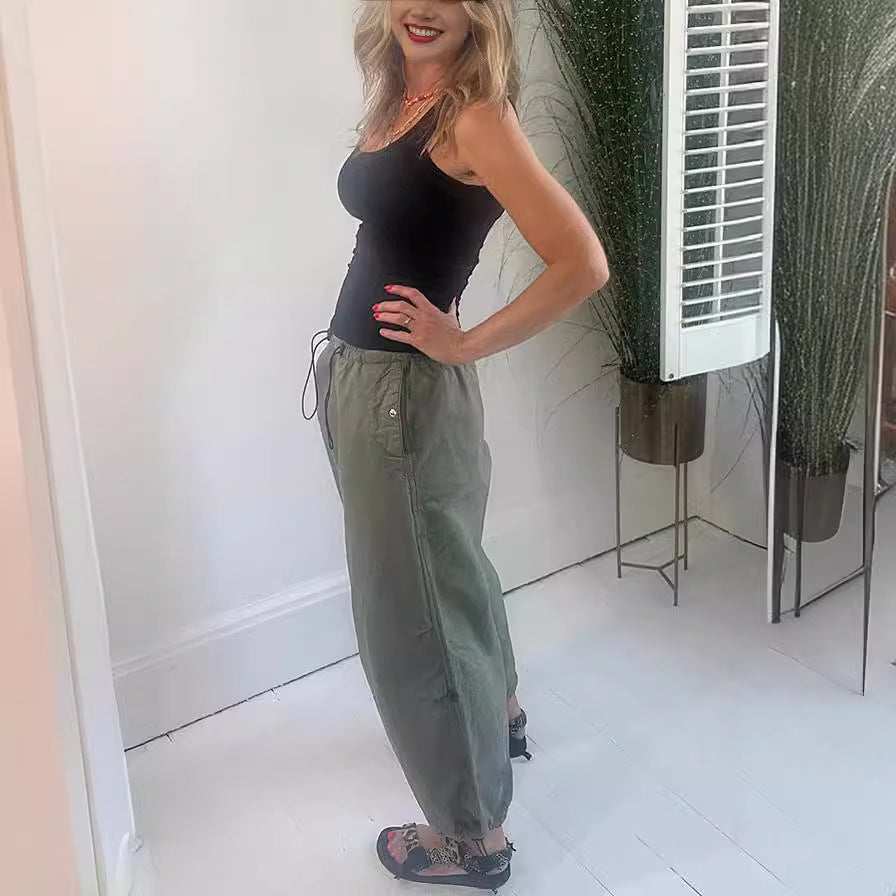 Damen lässige Bundfaltenhose aus atmungsaktivem Material WW