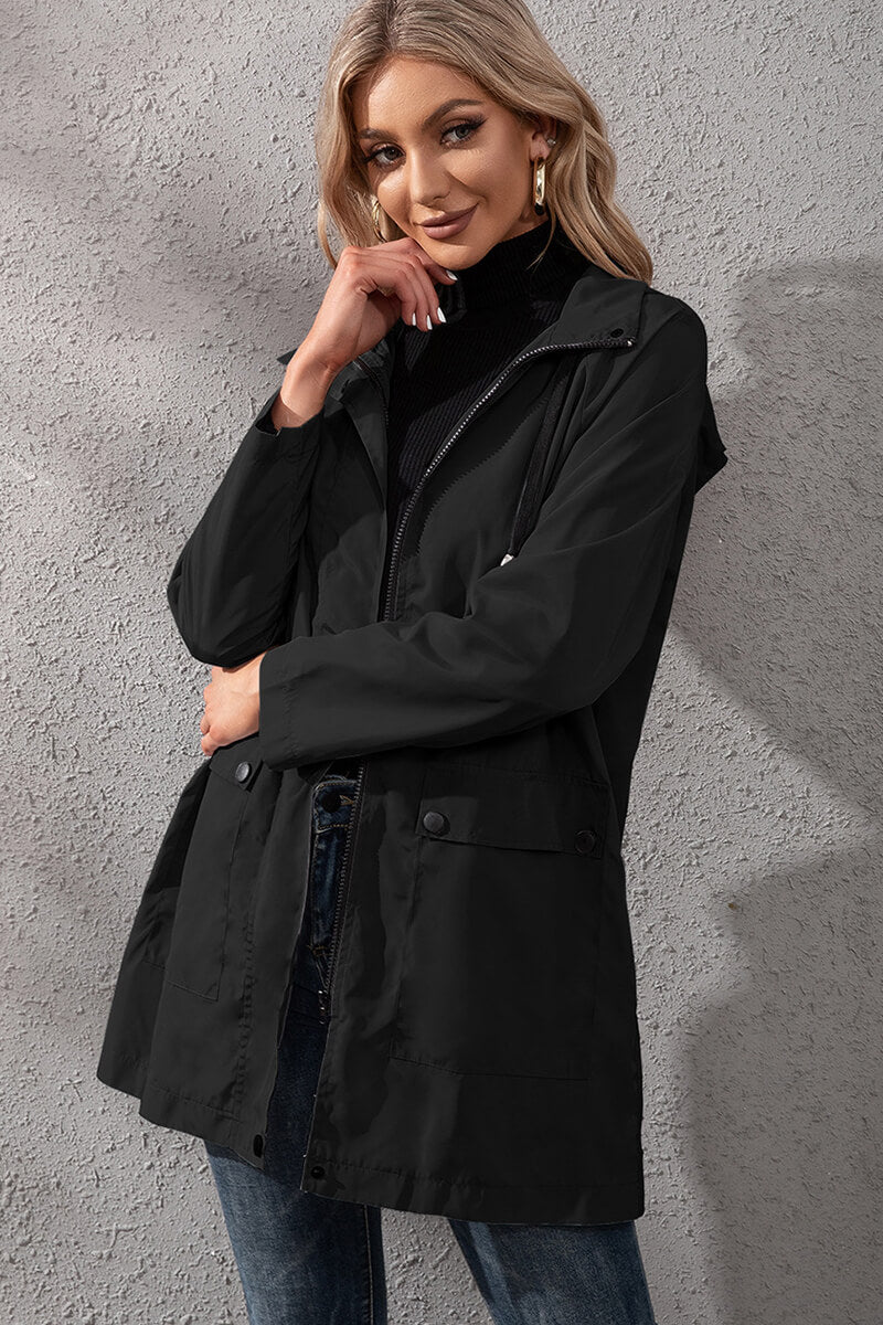 WW | Hooded Rain Jacket - Adjustable Waist - Water-Repellent - Casual Outerwear