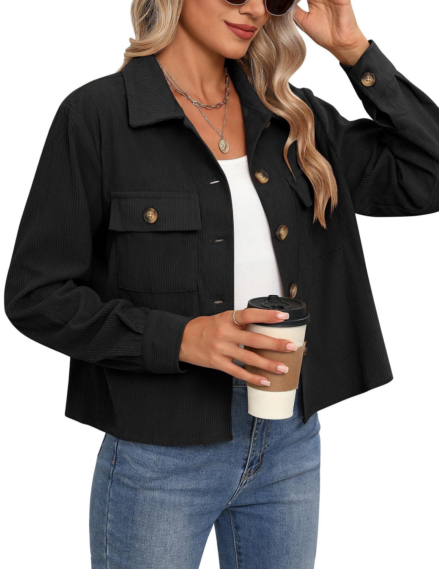 WW | Damen Cordjacke mit Brusttaschen