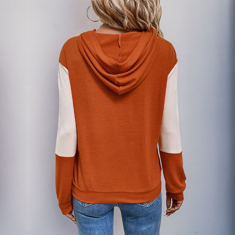 Damen Hoodie mit modernem V-Ausschnitt und strukturierter Ärmelgestaltung WW