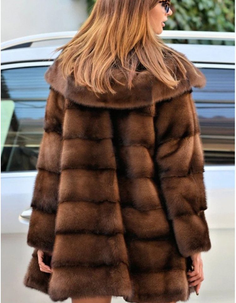 WW | Kunstpelz Kapuzenmantel - Plüschwärme - Polyester-Mischung - Winter Eleganz