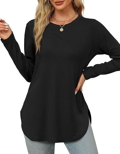 Damen Longsleeve Oberteil mit Pflanzenmuster und asymmetrischem Saum WW