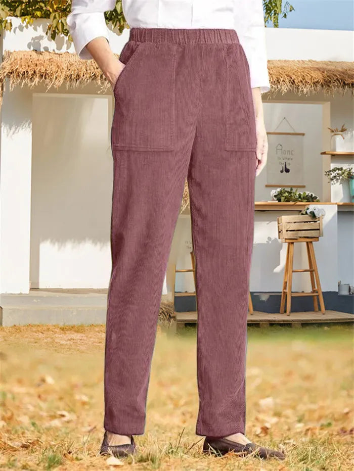 WW | Solid-colored corduroy trousers for women