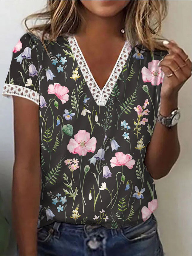 WW | Elegant Women's Short Sleeve V-Neck T-Shirt