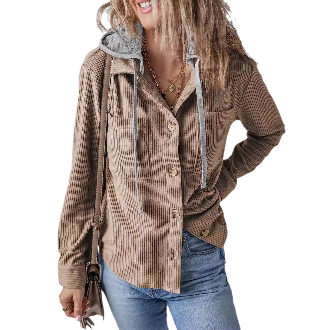 WW | Damen Kapuzenshirt Jacke mit Rippstruktur Casual Style