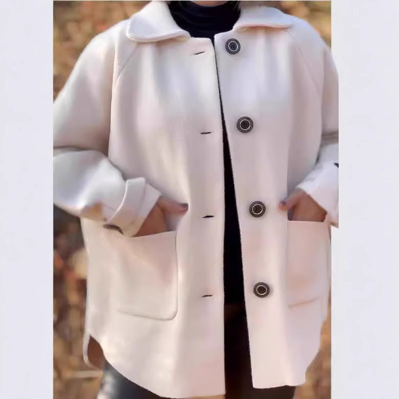 Women's soft wool jacket with shoulder yoke and button details WW