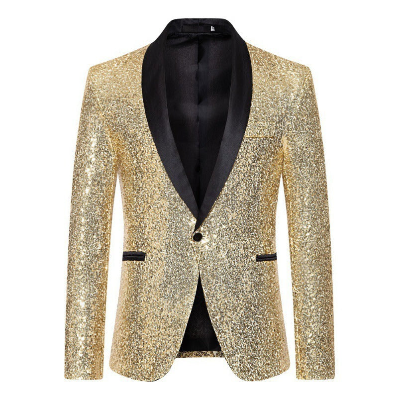 Herren glamouröser Pailletten-Blazer mit modernem Schnitt WW