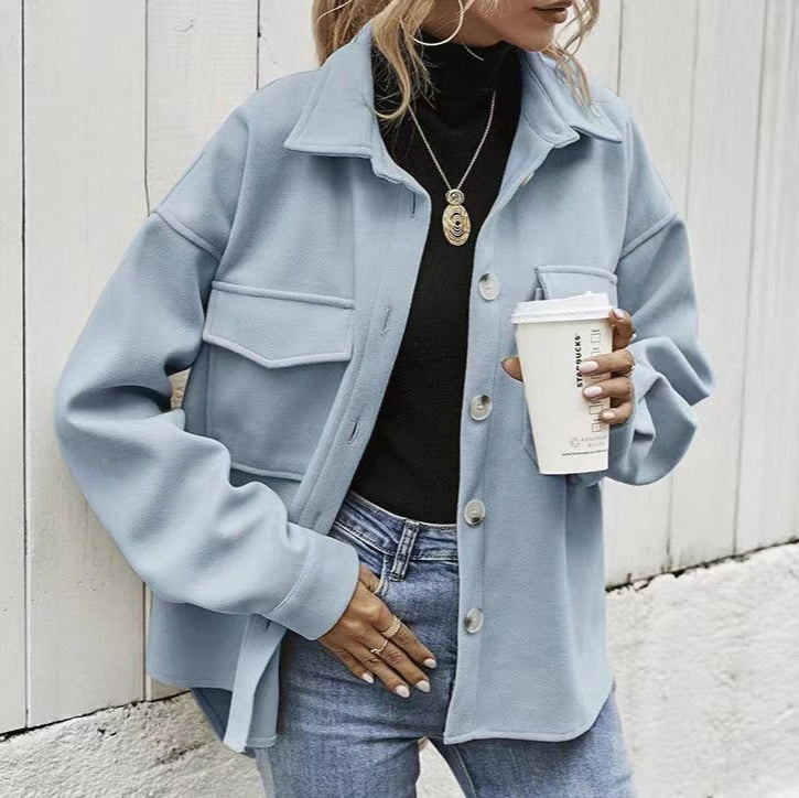 WW | Damen Übergröße Jacke mit Taschen & Knöpfen