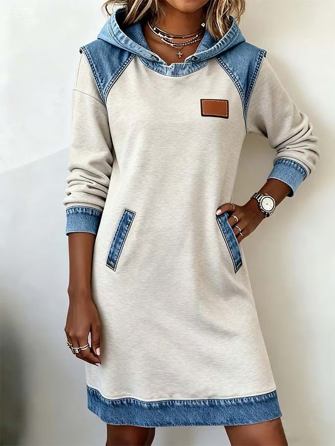 WW | Fashion Denim Patchwork V-neck