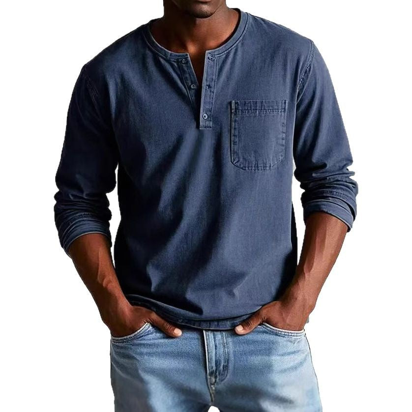 WW | Long-Sleeve T-Shirt Slim Fit Breathable Fabric Button Placket And Chest Pocket