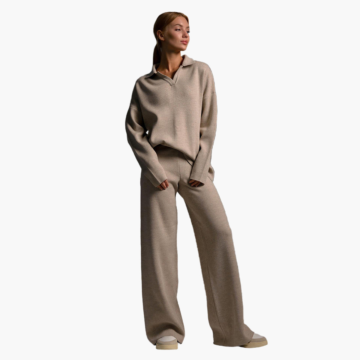 WW | Loungewear Set - Oversized Pullover mit Kragen und Weite Hose - Perfekt für Zuhause & Freizeit