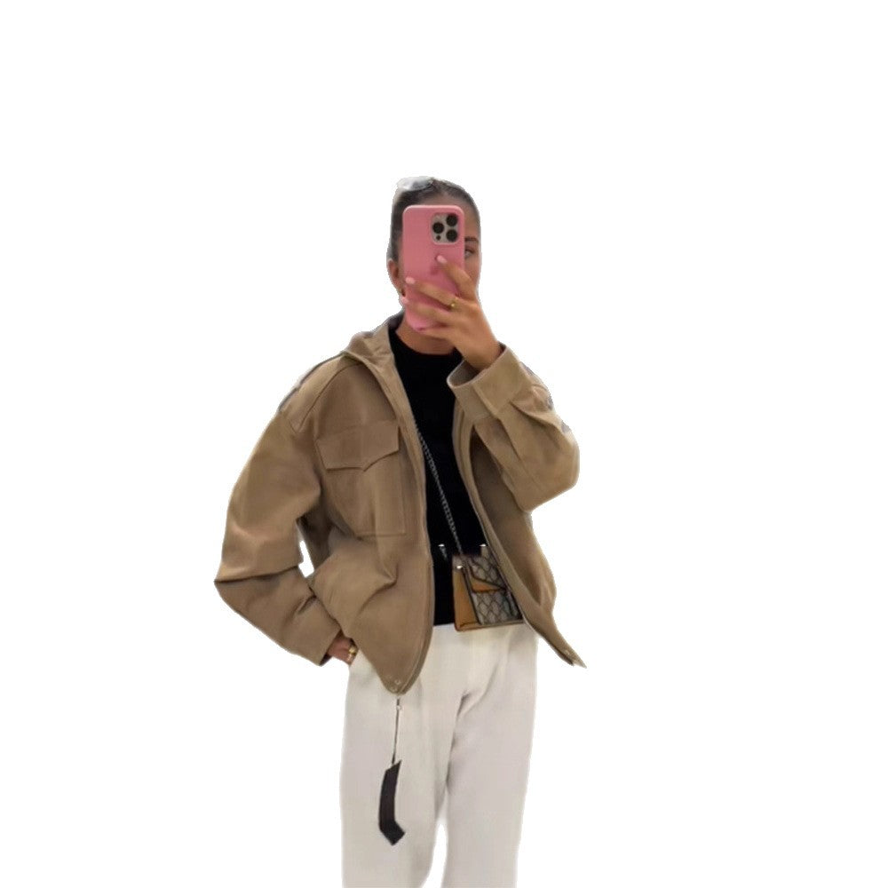 Damen lässige Oversize-Jacke aus Wildleder WW