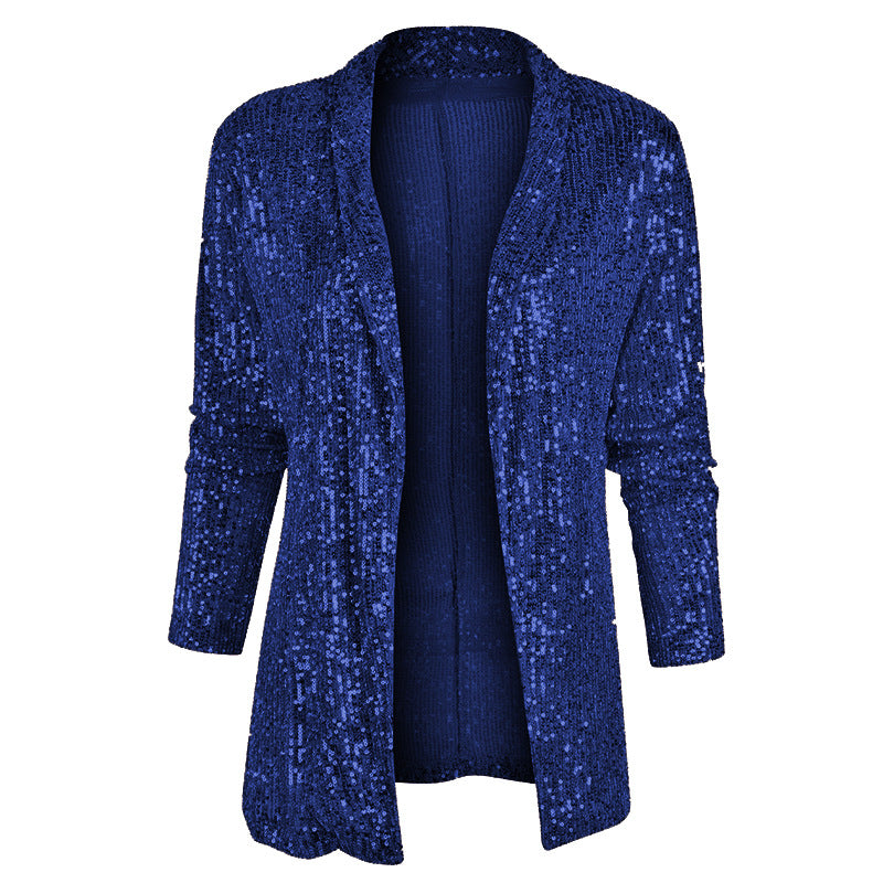Damen Glamouröser Pailletten-Blazer WW