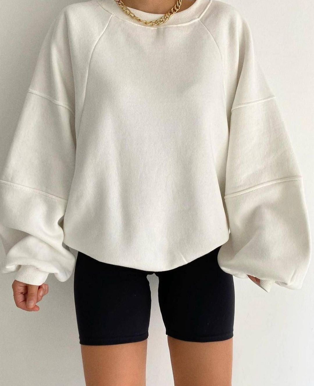 Damen Oversized Sweatshirt mit Puffärmeln WW