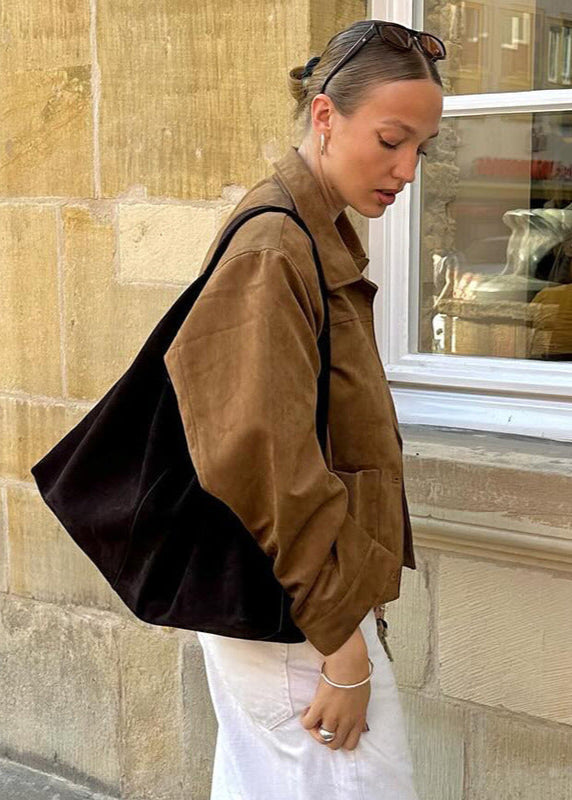 WW | Cropped Wildleder Button-Up Jacke