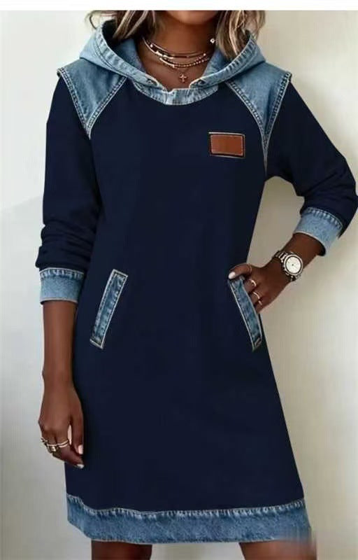 WW | Fashion Denim Patchwork V-neck