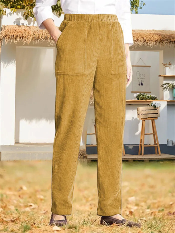 WW | Solid-colored corduroy trousers for women
