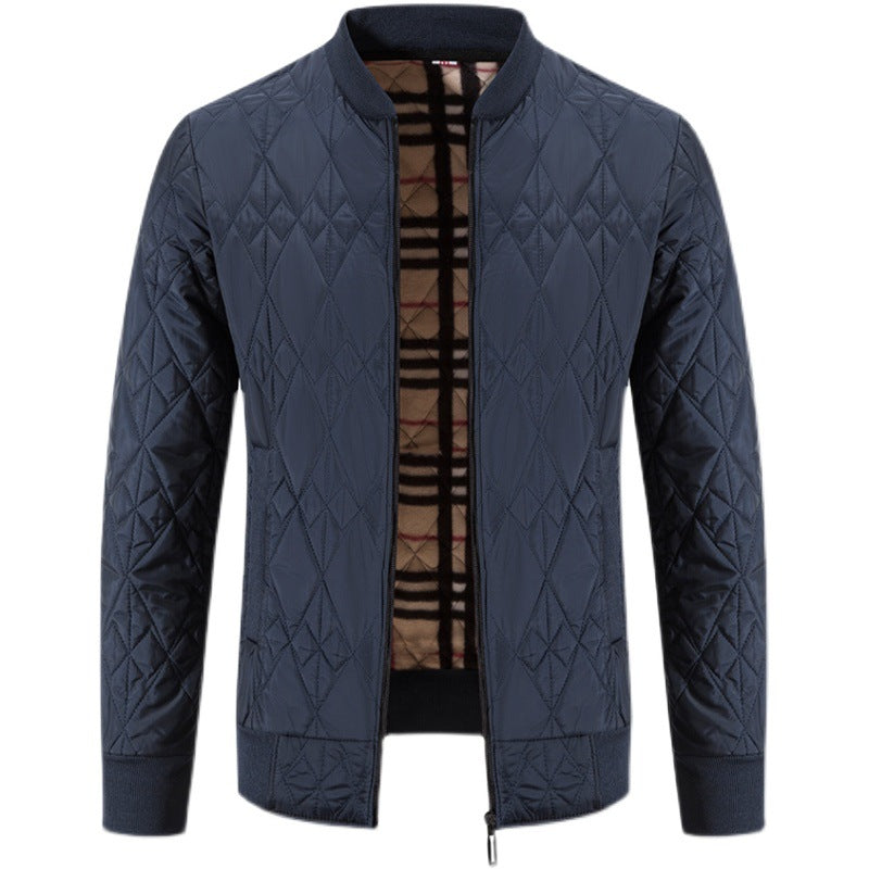 WW | Herren Winter Steppjacke mit vorderem Reißverschluss und Bündchen