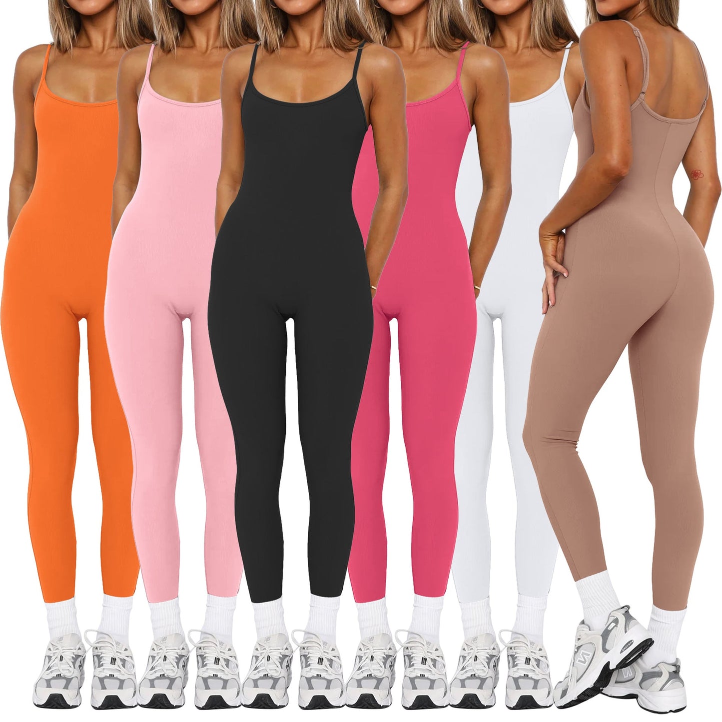 Women's Sporty Jumpsuit with Adjustable Straps and Figure-Hugging Cut WW